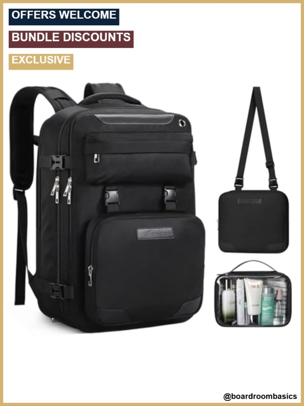 17.3" Laptop Travel Backpack with Shoe Compartment & Toiletry Bag
